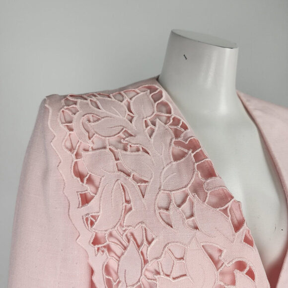 Vintage Sterling Cooper Soft Pink Floral Cutout Blazer Size 10/11 - Picture 2 of 9